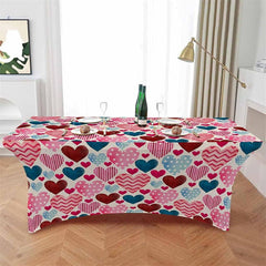 Lofaris Love Hearts Burlap Valentines Day Stretch Table Cover