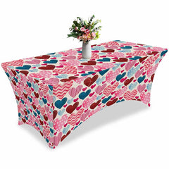 Lofaris Love Hearts Burlap Valentines Day Stretch Table Cover