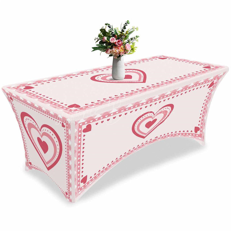 Lofaris Love Hearts Happy Valentines Day Stretch Table Cover