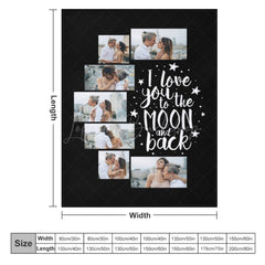 Lofaris Love You To The Moon Back Black Custom Photo Blanket