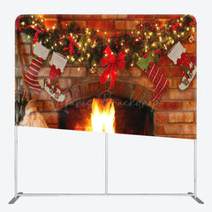 Lofaris Lovely Fireplace Socks Christmas Pillow Case Backdrop