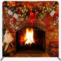 Lofaris Lovely Fireplace Socks Christmas Pillow Case Backdrop