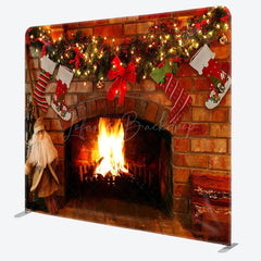 Lofaris Lovely Fireplace Socks Christmas Pillow Case Backdrop