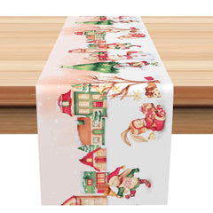 Lofaris Lovely Rabbits Town Snowman Christmas Table Runner