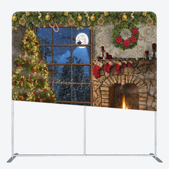 Lofaris Lovely Warm Fireplace Christmas Pillow Case Backdrop