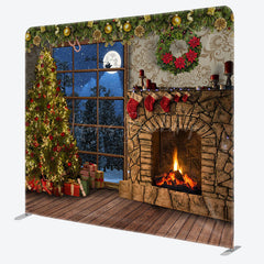 Lofaris Lovely Warm Fireplace Christmas Pillow Case Backdrop