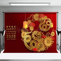 Lofaris Lunar Happy New Year 2025 Lanterns Flowers Backdrop