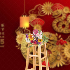 Lofaris Lunar Happy New Year 2025 Lanterns Flowers Backdrop