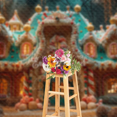 Lofaris Luxurious Candy Gingerbread House Christmas Backdrop