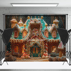 Lofaris Luxurious Candy Gingerbread House Christmas Backdrop