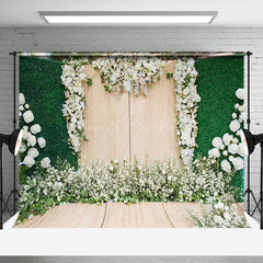 Lofaris Luxurious White Rose And Greenery Photo Backdrop