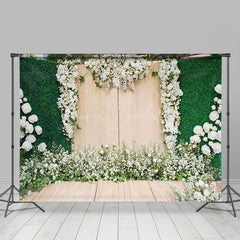 Lofaris Luxurious White Rose And Greenery Photo Backdrop