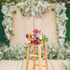 Lofaris Luxurious White Rose And Greenery Photo Backdrop