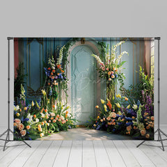 Lofaris Luxury Blue Wall Floral Greeenry Wedding Backdrop