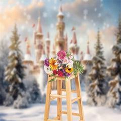 Lofaris Luxury Castle Snowflake Trees Christmas Backdrop