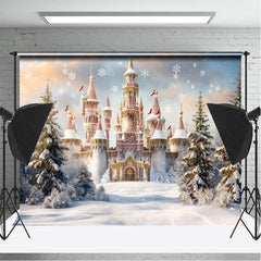 Lofaris Luxury Castle Snowflake Trees Christmas Backdrop