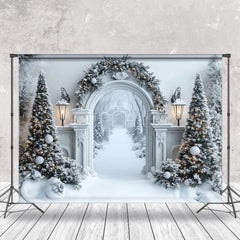 Lofaris Luxury Corridor Pine Trees Snowy Christmas Backdrop