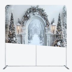 Lofaris Luxury Corridor Pine Trees Snowy Pillow Cover Backdrop