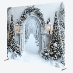 Lofaris Luxury Corridor Pine Trees Snowy Pillow Cover Backdrop