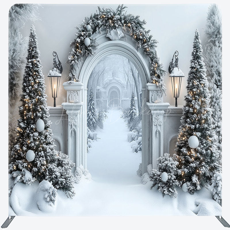 Lofaris Luxury Corridor Pine Trees Snowy Pillow Cover Backdrop