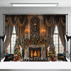 Lofaris Luxury Curtain Candle Fireplace Christmas Backdrop