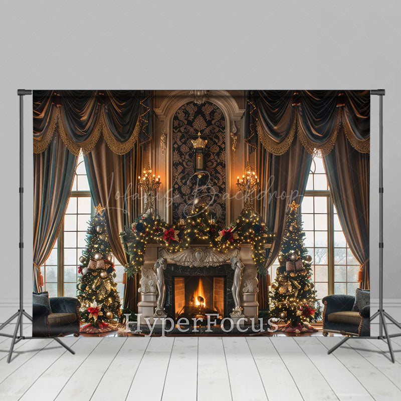 Lofaris Luxury Curtain Candle Fireplace Christmas Backdrop