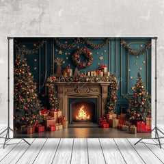 Lofaris Luxury Fireplace Wall Gifts Trees Christmas Backdrop