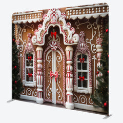 Lofaris Luxury Gingerbread Candy House Xmas Tension Backdrop