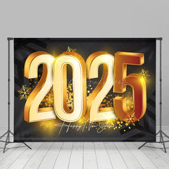 Lofaris Luxury Gold 2025 Snowflakes Happy New Year Backdrop