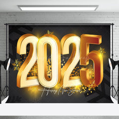 Lofaris Luxury Gold 2025 Snowflakes Happy New Year Backdrop