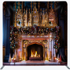 Lofaris Luxury Gold Palace Bell Fireplace Xmas Backdrop