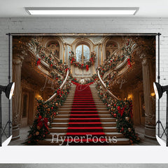 Lofaris Luxury Gold Palace Stairs Festive Christmas Backdrop