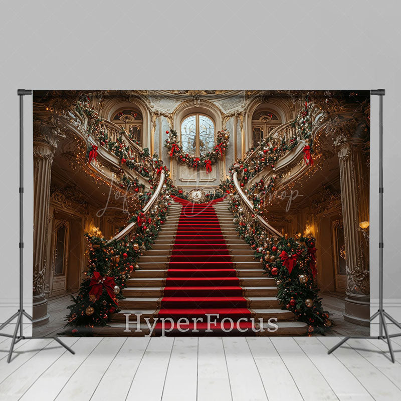 Lofaris Luxury Gold Palace Stairs Festive Christmas Backdrop