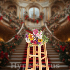 Lofaris Luxury Gold Palace Stairs Festive Christmas Backdrop