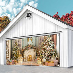 Lofaris Luxury Indoor Fireplace Xmas Tree Garage Door Banner