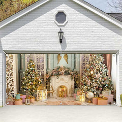 Lofaris Luxury Indoor Fireplace Xmas Tree Garage Door Banner