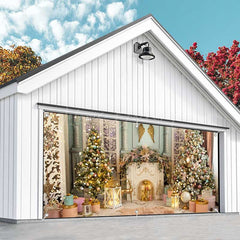 Lofaris Luxury Indoor Fireplace Xmas Tree Garage Door Banner