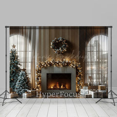 Lofaris Luxury Modern Firepalce Curtain Christmas Backdrop