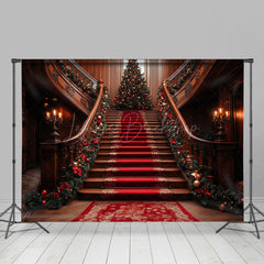 Lofaris Luxury Red Festive Christmas Vibe Stairs Backdrop