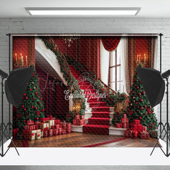 Lofaris Luxury Red Stairs Gifts Xmas Tree Christmas Backdrop