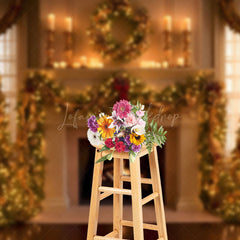 Lofaris Luxury Retro Warm Fireplace Tree Christmas Backdrop