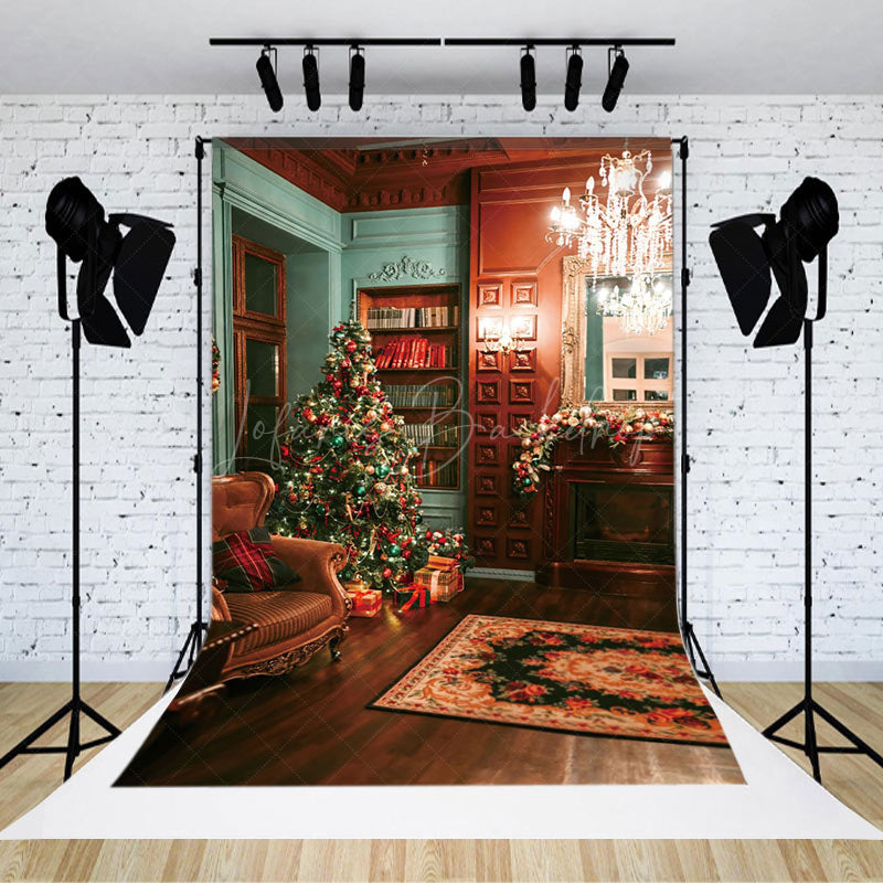 Lofaris Luxury Room Christmas Tree Sofa Fireplace Backdrop