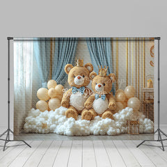 Lofaris Luxury Royal Prince Bear Balloons Cake Smash Backdrop