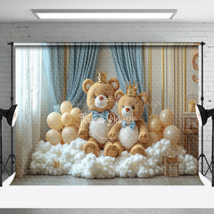 Lofaris Luxury Royal Prince Bear Balloons Cake Smash Backdrop