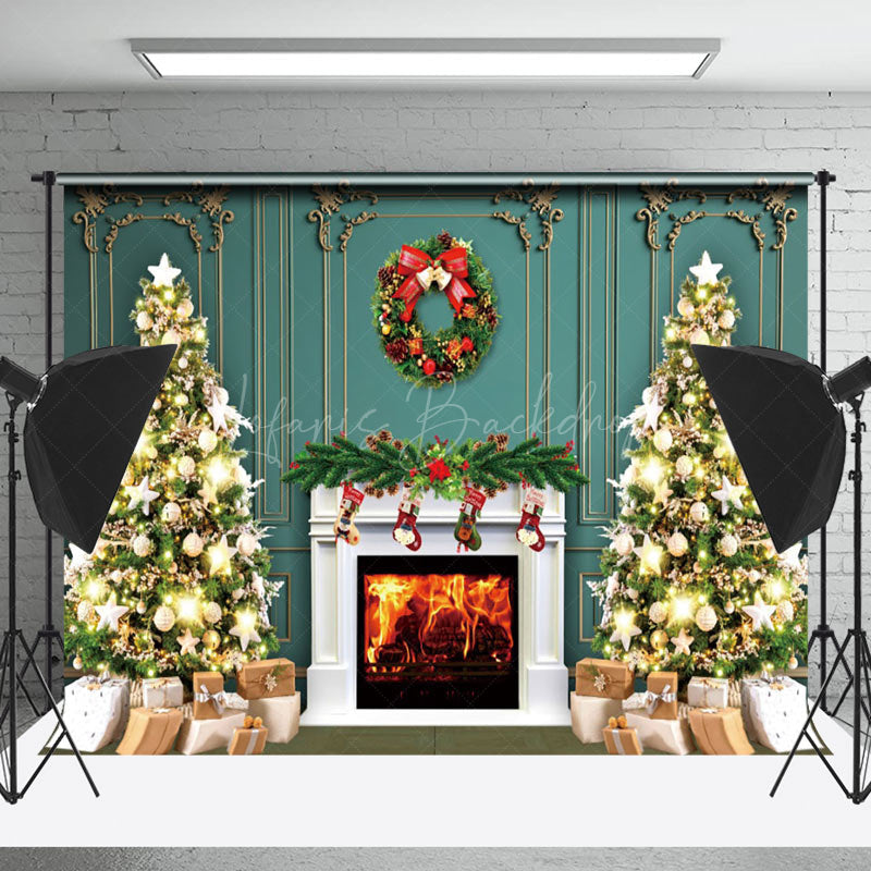 Lofaris Luxury Wall Wreath Fireplace Tree Christmas Backdrop