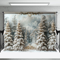 Lofaris Luxury White Snowy Pine Trees Winter Photo Backdrop