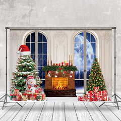 Lofaris Luxury Window Fireplace Trees Gifts Christmas Backdrop