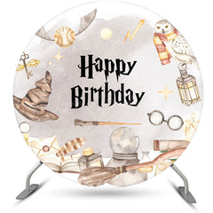 Lofaris Magic Wizard World Round Happy Birthday Backdrop