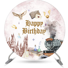 Lofaris Magic World Castle Train Round Birthday Backdrop