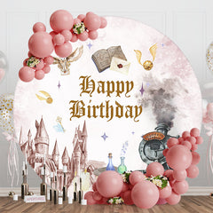 Lofaris Magic World Castle Train Round Birthday Backdrop